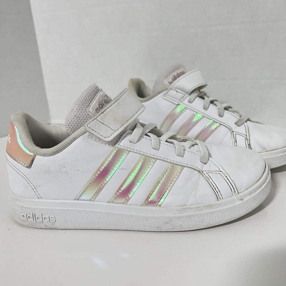 Adidas Children's Girls Grand Court 2.0 - Cloud White/Iridescent Size 2 - Picture 2 of 11